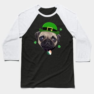 Pug Dog St Patrick’s Day Irish Flag And Shamrocks Baseball T-Shirt